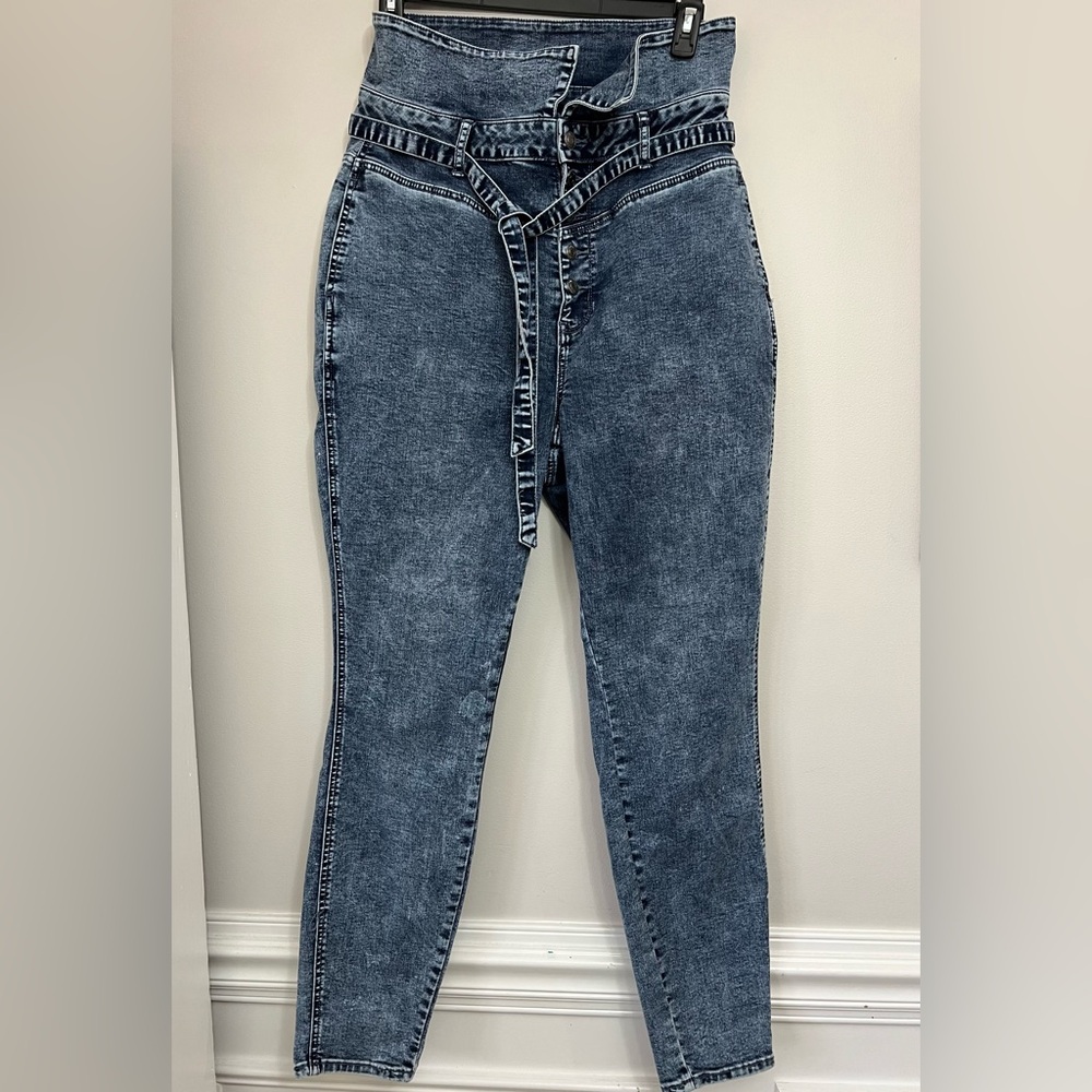 High-Waisted Blue Denim Jeans